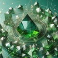 3d render of crystal sphere with green polygonal crystals on dark background Royalty Free Stock Photo