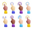 3d render cursor hands with different skin colors