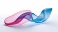 3d render, curvy translucent glass ribbon isolated on white background. Wavy design element with pink blue gradient, modern Royalty Free Stock Photo