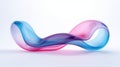 3d render, curvy translucent glass ribbon isolated on white background. Wavy design element with pink blue gradient, modern Royalty Free Stock Photo
