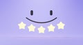 3d render of Customer satisfaction Choices rating from bad to good with star light. Minimal design concept on pastel purple