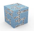 3d render of customer support crossword cube Royalty Free Stock Photo