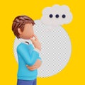 3d render cute boy thinking about something Royalty Free Stock Photo