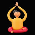 3D Render Cute Cartoon Youong Girl Doing Sukhasana Over Black Royalty Free Stock Photo