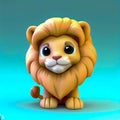 3d Render cute lion Genarated by Artificial intelligence