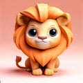 3d Render cute lion Genarated by Artificial intelligence