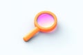 3d render cute magnifying glass on white background