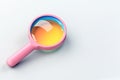 3d render cute magnifying glass on white background