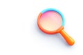 3d render cute magnifying glass on white background