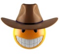 Cute Smile emoji sphere with cowboy hat.