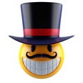 Cute smile emoji sphere with victorian top hat