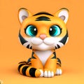 3d Render cute Tiger Genarated by Artificial intelligence