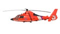 Rescue Helicopter 1- Lateral view white background 3D Rendering Ilustracion 3D Royalty Free Stock Photo