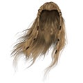 Male fantasy long hair on isolated white background, 3d render, 3d illustration