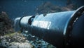 3D render of a damaged pipe Nord Stream 2 Royalty Free Stock Photo