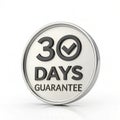 3D render of 30 Days Guarantee icon isolated on white background Royalty Free Stock Photo