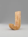 3D decorative wooden Alphabet, capital letter J. Isolated.