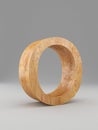 3D decorative wooden Alphabet, capital letter O. Isolated.