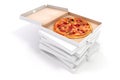 3d render of delicious pizza and box