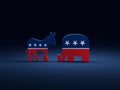 Democrats Donkey vs Republicans Elephant symbols Royalty Free Stock Photo