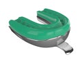 3d render of dental metal impression tray with material over white