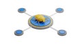 3D Yellow Beetle Connected to Network Nodes Royalty Free Stock Photo