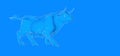 3d render design of a bull drawing on blue background