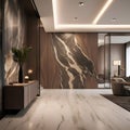 3D Render design interior Reception lobby hotel marbling ai generator Royalty Free Stock Photo