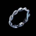 3D design of platinum twisted ring with diamonds surrounding the ring on isolated background. Royalty Free Stock Photo