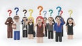 Confused Business Team with Question Marks. Problem Solving Concept. Royalty Free Stock Photo