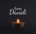 3d render Diya lamp with fire lighting for Diwali, Deepavali or Dipavali, the indian Afestival of lights on color background Royalty Free Stock Photo