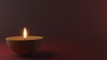 3d render Diya lamp with fire lighting for Diwali, Deepavali or Dipavali, the indian Afestival of lights on color background Royalty Free Stock Photo