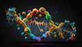 3d render DNA structure on dark background. 3d illustration. Royalty Free Stock Photo