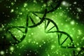 Concept of biochemistry with dna molecule in medical abstract background. 3d rendering