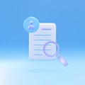 3d render documents personal data with magnifying glass.Vector illustration