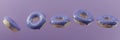 3d render of donut banner glazed with violet color of the year