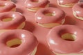 3d render of donut pattern glazed with coral color of the year 2023