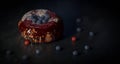 3D render of a doughnut with blueberry jam and fruits Royalty Free Stock Photo