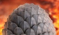 3d render Dragon egg on fiery background. Fanstasy easter egg illustration