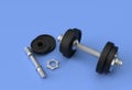 3d Render Dumbbells Set, Realistic Detailed Close Up View Isolated Sport Element of Fitness Dumbbell Design