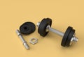 3d Render Dumbbells Set, Realistic Detailed Close Up View Isolated Sport Element of Fitness Dumbbell Design