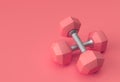 3d Render Dumbbells Set, Realistic Detailed Close Up View Isolated Sport Element of Fitness Dumbbell Design