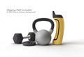 3d Render Dumbbells Set Sport Element of Fitness Pen Tool Created Clipping Path Included in JPEG Easy to Composite