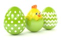 3d render of Easter chick in eggshell with eggs Royalty Free Stock Photo