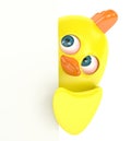 3d render of Easter chick holding board