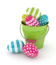 3d render of Easter eggs and bucket Royalty Free Stock Photo