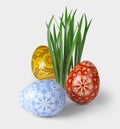 3D render of easter folk eggs