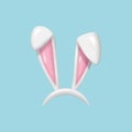 3d render Easter rabbit ears. Headband with realistic easter bunny ears, mask