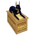 Egyptian God Anubis on a Casket Royalty Free Stock Photo