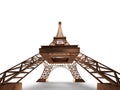 3d render, eiffel tower gold on a white background with shadow